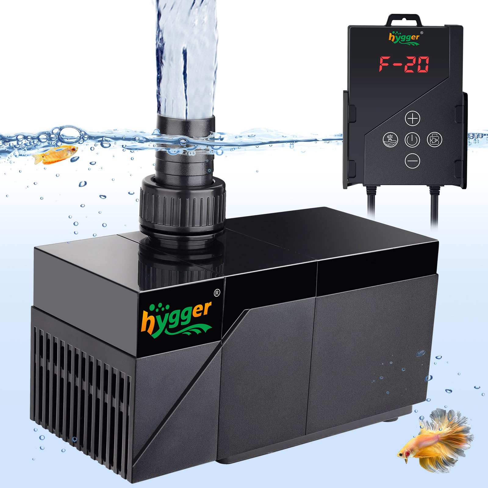 Photo 1 of hygger 1850GPH Aquarium Water Pump with Intelligent Controller?DC 24V Ultra Quiet Powerhead, Powerful Return Pump for Fish Tanks, Aquariums, Ponds, Fountains, Sump, Hydroponics(55W, 14.8ft)