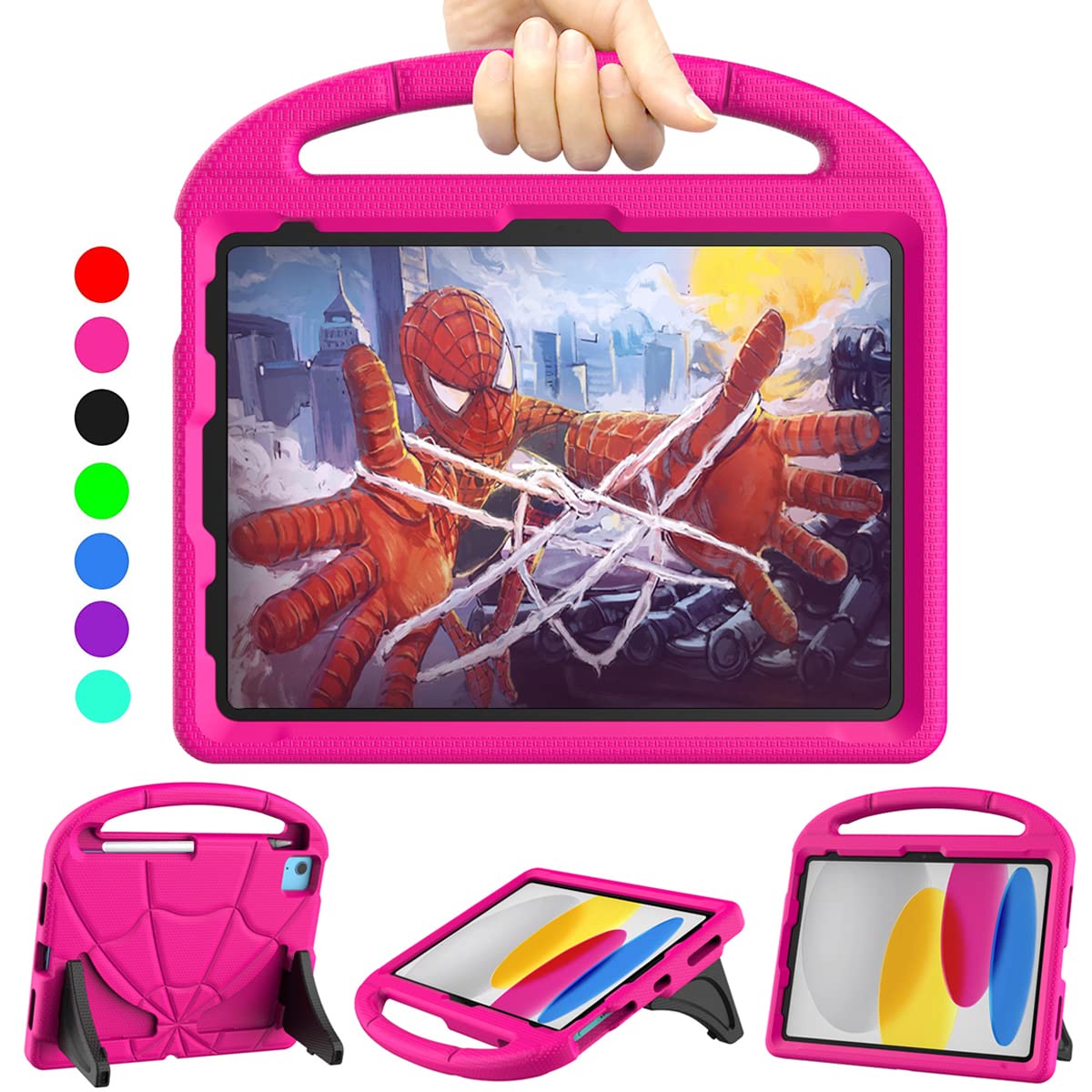 Kids Case for iPad A16 11th Gen 2025/iPad 10th Gen 2022, iPad Air 6/5/4th Gen, TrendGate Shockproof 10.9''/11'' Case with Handle Stand and Pencil Holder for iPad 11/10/Air 6/Air 5/Air 4/Pro 11 - Pink