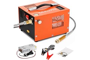 GEKUVIX Portable PCP Air Compressor, 4500PSI/30MPa Water & Oil-Free,12V DC/110V AC Dual Power with Power Converter, Built-in Cooling Fan, High Pressure Air Pump for Airguns, Paintball Tank