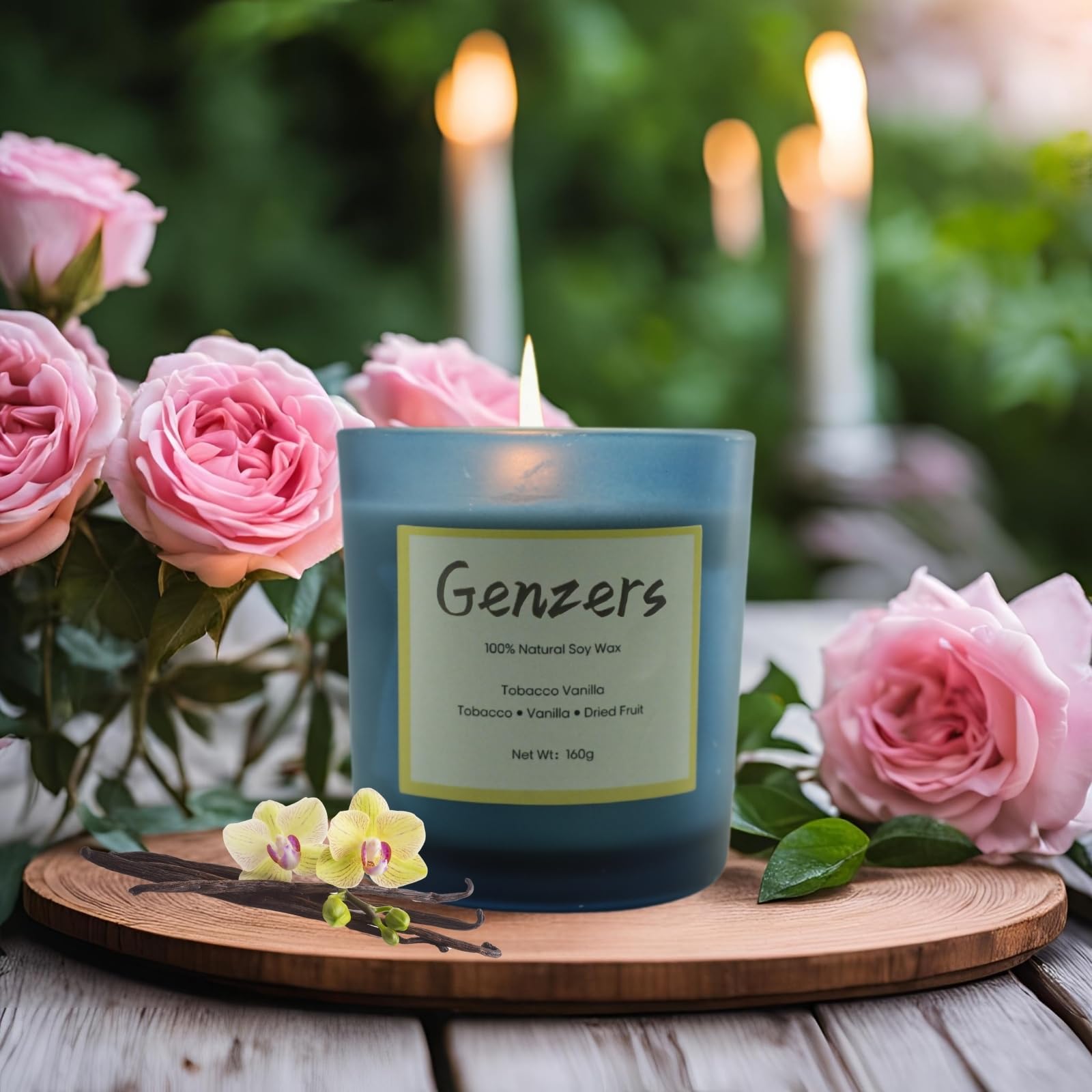 Vanille Scented Candle,Warm Vanilla Coconut Wax 36 Hours Clean Burning,Wood Wick Crackling Jar Candle Travel Size,Spring Aromatherapy Wax Dry Fruit Scent,Woody Aroma Soy Wax Gift Ideas for Men