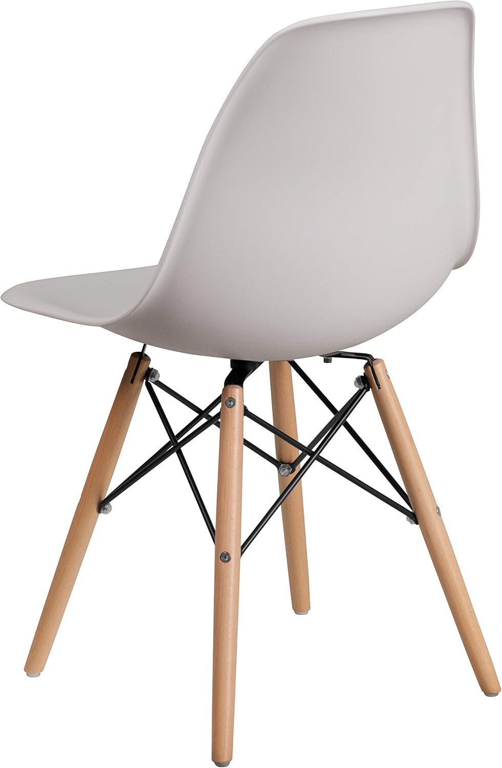 Flash Furniture Elon Series White Plastic Chair with Wooden Legs - Chairs