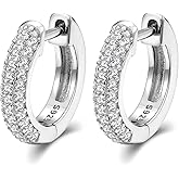 Delzzad Iced Out Hoop Earrings 925 Sterling Silver D Color VVS Moissanite Huggie Cartilage Cuff Hypoallergenic Luxury Fashion Round Circle Silver Gold Hoop Earrings For Women