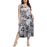 LARACE Plus Size Maxi Dresses for Curvy Women Summer Sleeveless Casual 2025 Long Dress L-5XL