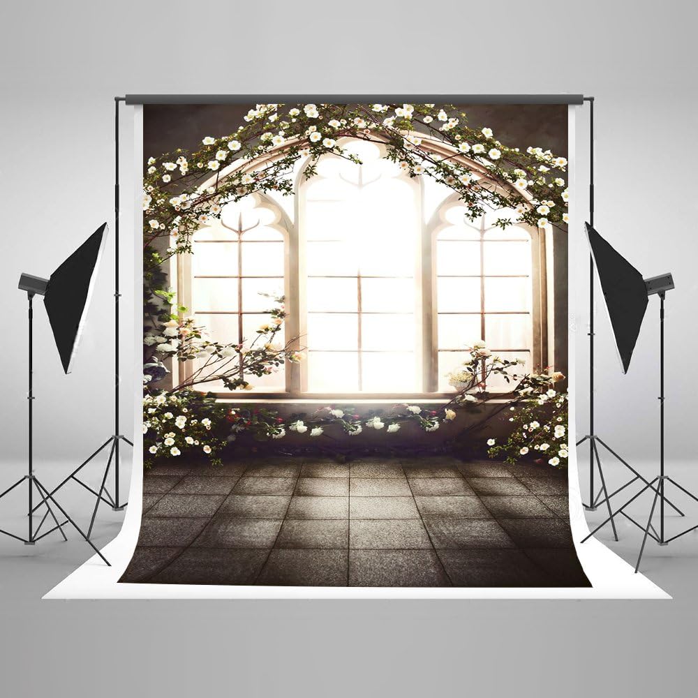 KateHome PHOTOSTUDIOS 6.5x10ft(2x3m) Indoor Photography Background Microfiber Flowers Window Photo Backdrops Backgrounds for Studios for Party Decoration
