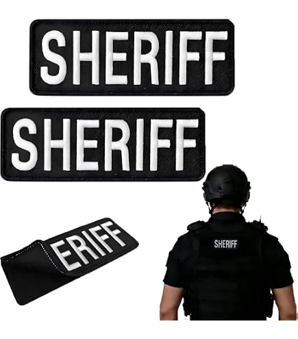 Amazon.com: Sheriff Embroidery Patch 3X8 and 2X6 INCHES Hook OD