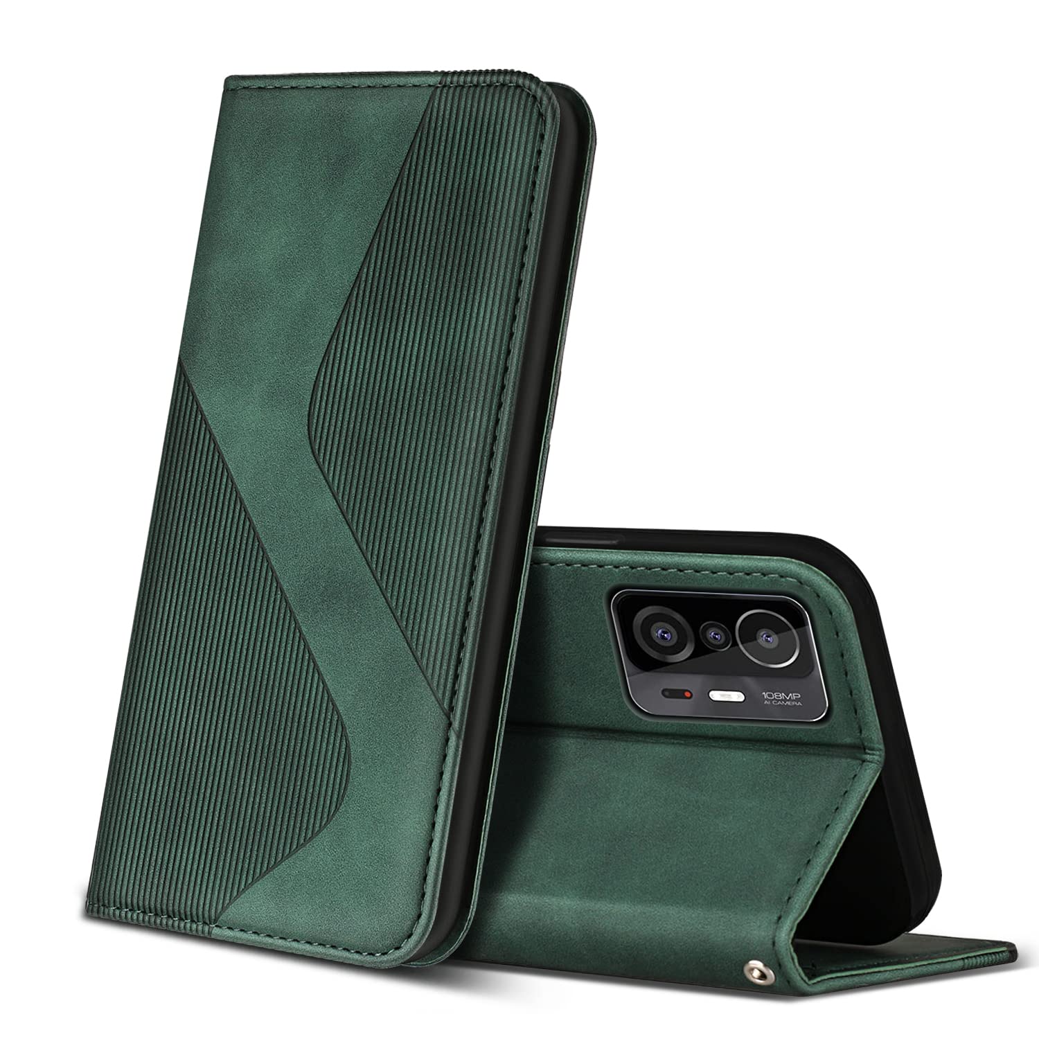 ZONNAVI Case Compatible with Xiaomi MI 11T / Xiaomi MI 11T Pro, Premium PU Leather Wallet Case with [Card Slots] [Viewing Stand], Shockproof Flip Cover for Xiaomi MI 11T 5G / 11T Pro 5G (Green) — image 1