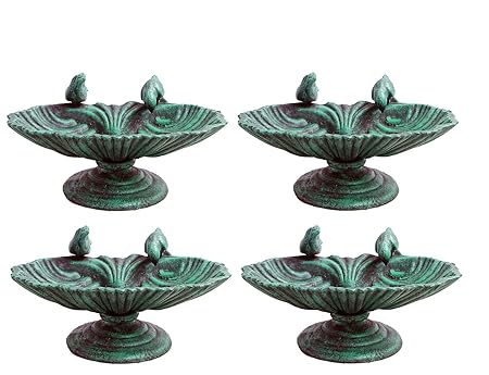 Karara Mujassme European Victorian Style Antique Green Cast iron Bird Bath Garden Home D