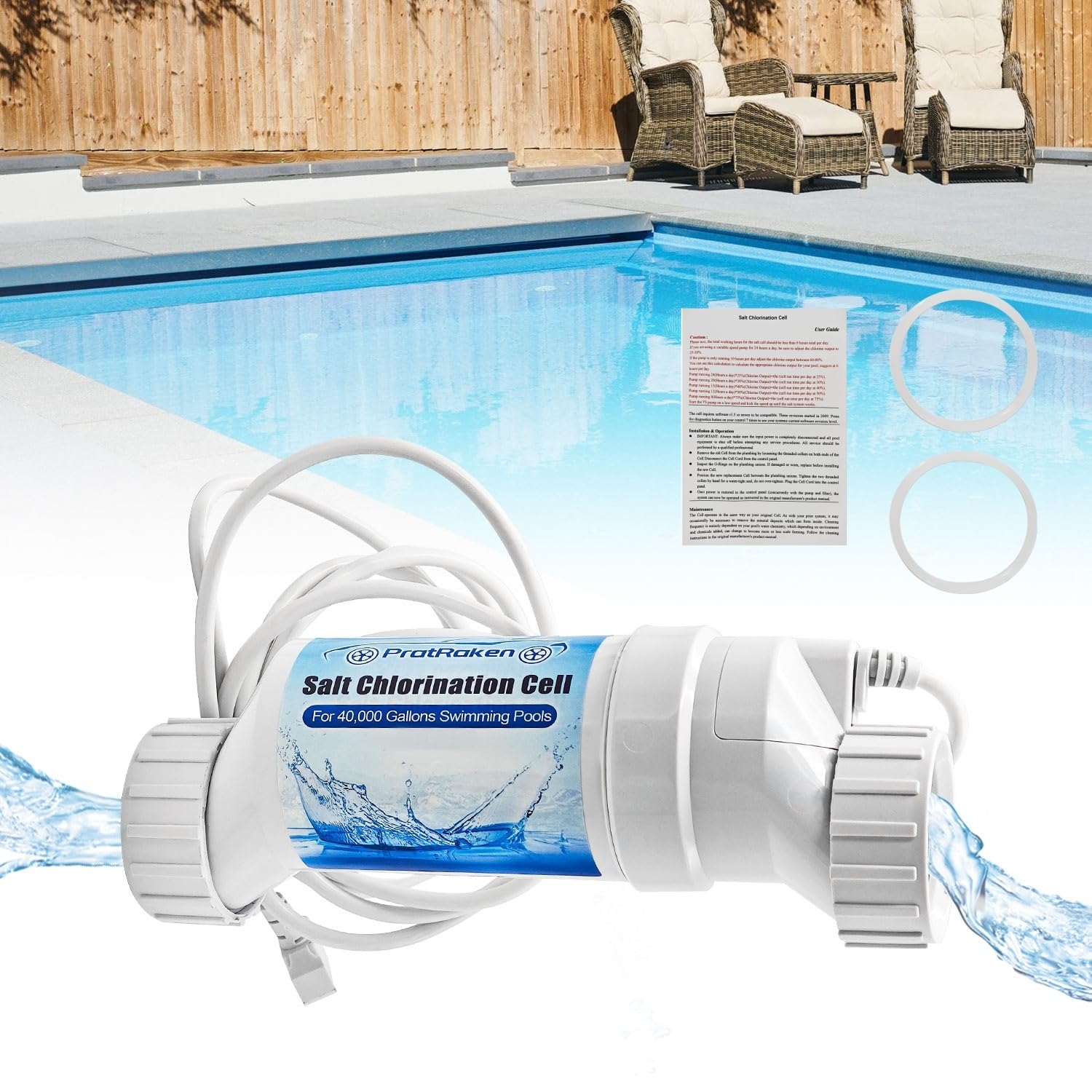Photo 1 of PratRaken T-15 Salt Ce-ll Replacement, Salt Water Pool Chlori-na-tor System Compatible with Hayward Salt Chlori-ne Generator T-CE-LL-15-SWP W3T-CE-LL-15, for Salt Cell up to 40000 Gallons Pool