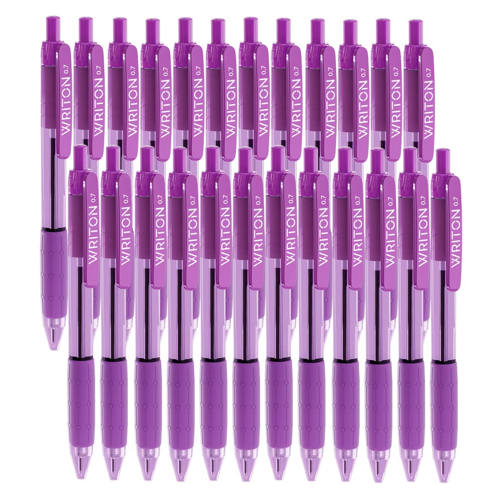 Writon Retractable Purple Ballpoint Pens 24-Pack Writing Pens  Comfortable Grip Fine Point for Smoo