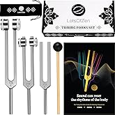 Tuning Forks (128Hz, 256Hz, 512Hz) �� Authentic Body Weighted Tuning Forks Set for Chakra �� Yoga and Meditation Accessories �� 