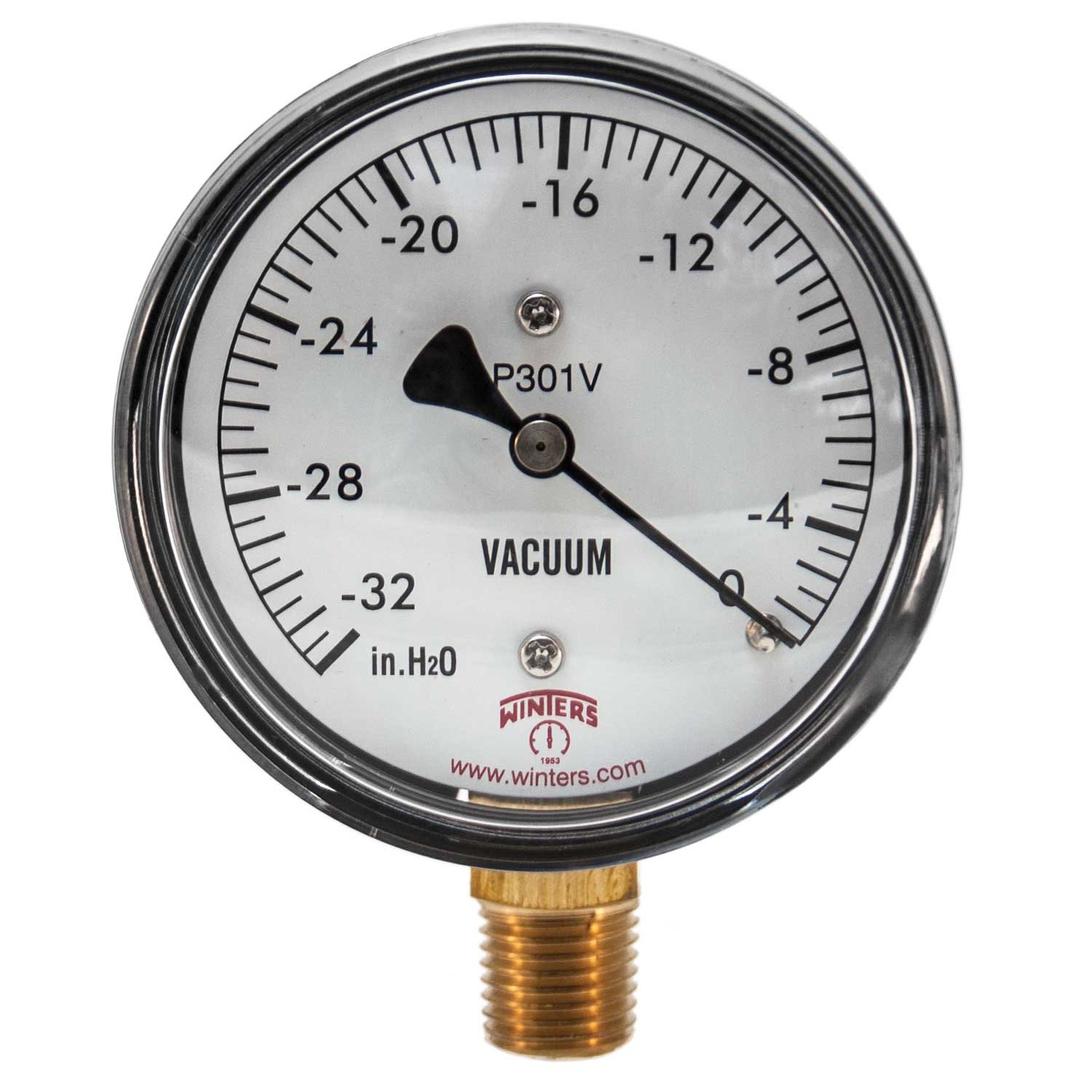 Winters PLP Series Steel Low Pressure Gauge with Brass Internals, 032