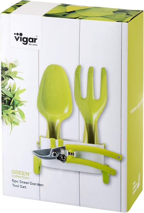 Vigar Set Herramientas Jardín Verde y Blanco 4x3x20 cm: Amazon.es ...