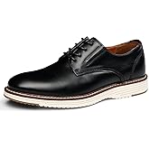 Hantatop Mens Dress Shoes, Genuine Leather Brogue Wingtip Casual Oxford Shoes with Arch Support, Comfortable Stylish Lace Up Formal Derby Dress Sneakers for Business Daily Wedding