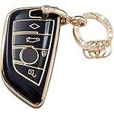 Gematay for BMW Key fob Cover, Key Fob Case Shell for BMW 2 5 6 7 Series X1 X2 X3 X5 X6 Soft TPU Full Protection, Black
