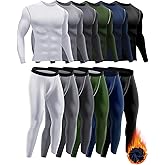 Hicarer 6 Pack Thermal Underwear for Men Fleece Lined Hunting Gear Set Base Layer Bottom Top for Cold Winter Weather