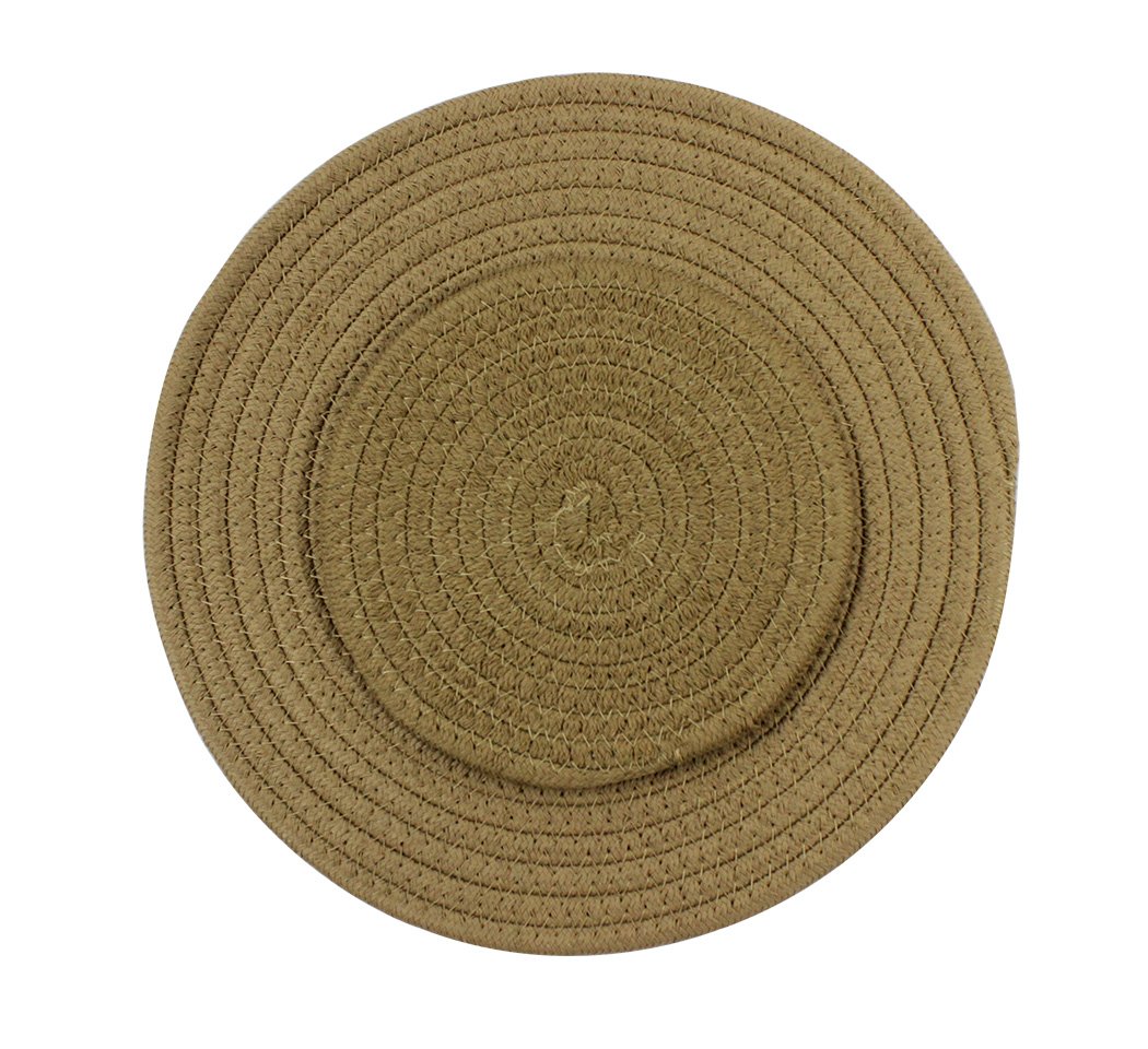 Ranvi Modern Colorful Woven Round Placemats Combination, Easy to Clean & Protects Your Tabletop, 3 PCS (Large, Medium, Small), Brown