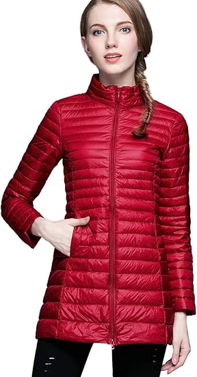 Amazon ダウンジャケット レディース ウルトラライト ダウン コート 秋冬春 軽量 収納袋付き 防風 防寒 暖かいロングコート超薄いダウンジャケット ライトダウン スリム ライト ファション コート ジャケット 通販