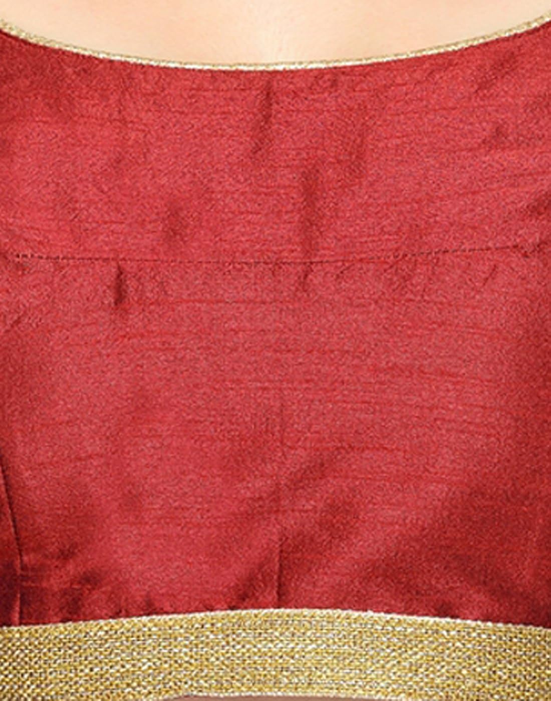 studio shringaar party maroon polyster non-padded blouse