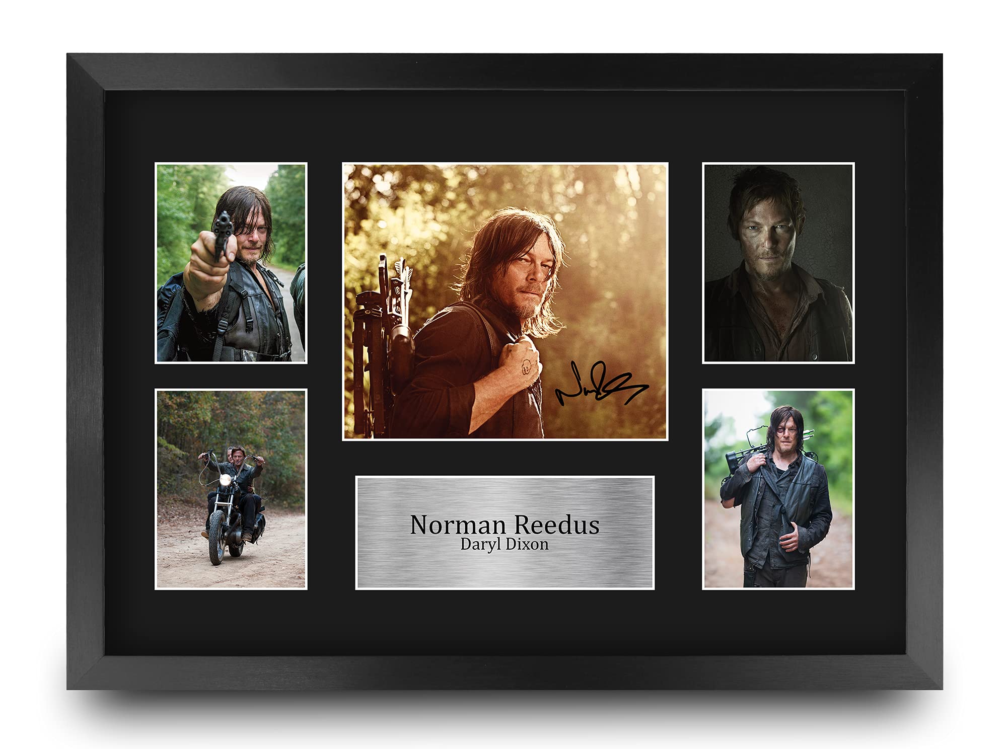 HWC Trading FR A3 Norman Reedus Walking Dead Daryl Gifts Printed Signed Autograph Picture for TV Show Fans - A3 Framed