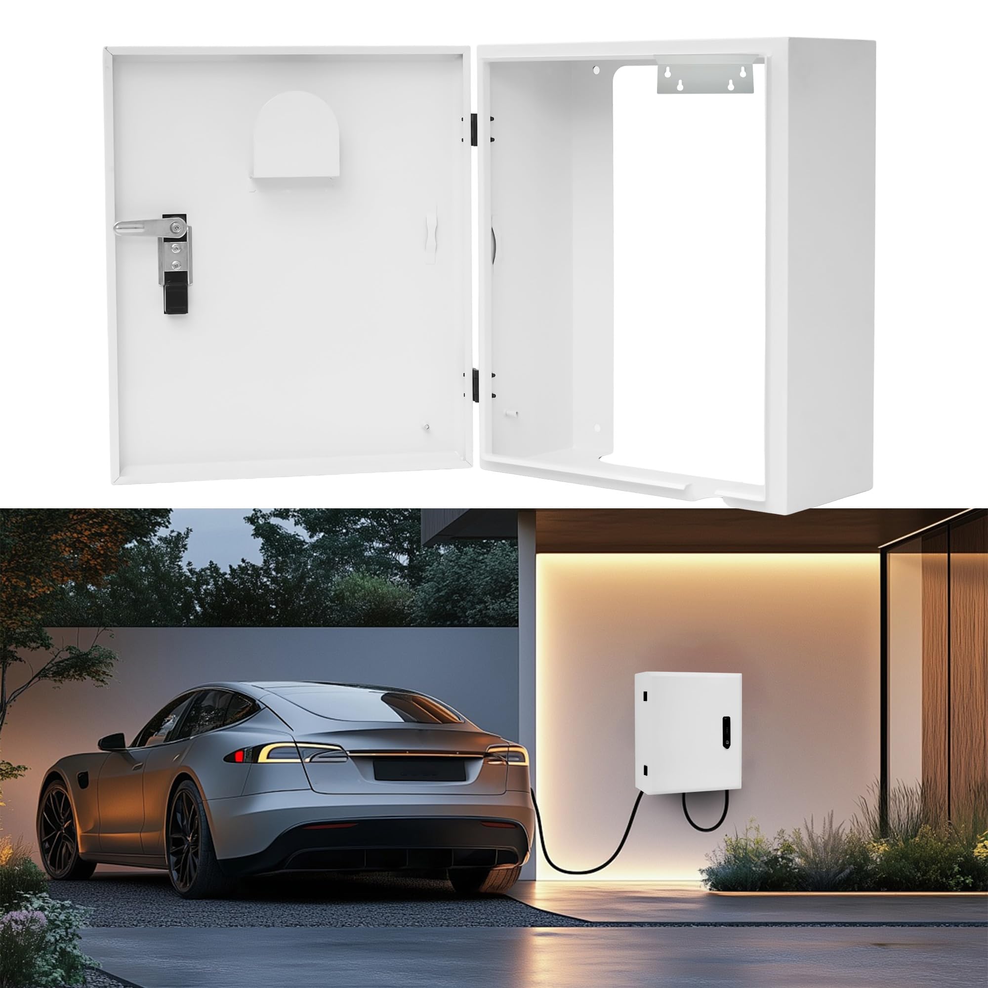 Photo 1 of *** FOR PARTS ONLY**** RDUIGT Outdoor EV Charger Enclosure Wall Mounted EV Charger Box with Lock Electric Vehicle Charging Equipment Compatible with Most EV Chargers