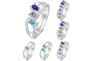 Custom Mothers Ring with 1-6 Simulated Birthstones Customized Family Birthstone Rings for Women Personalized Mother Daughter 