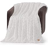 UGG Adalee Faux Fur Throw Blanket Luxury Lightweight Cozy Soft Throw for Couch Bed or Chair Hypoallergenic Machine Washable Double-Sided Fluffy Blanket Home Decor, 50-inch x 70-inch, Natural White