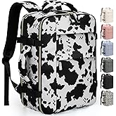 Pritent Travel Backpack for Women Man, Waterproof Personal Item Travel Bag Airline Approved Laptop Backpack Weekender bags Bookbag for Business,Travel, Work Fits 15.6 inch Laptop(Medium,Cowprint)