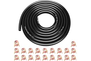 LOGOSOPHIA 10ft 1/4" ID Fuel Line Hose with 20pcs 2/5" Clamps - Fits Kawasaki, Kohler, Briggs & Stratton Small Gas/Diesel Engines, Generators, Powersports - Durable Flexible Rubber Hose Kit