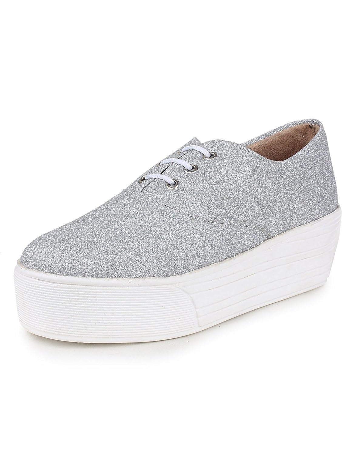 zapatoz womens fabric silver color casual shoe