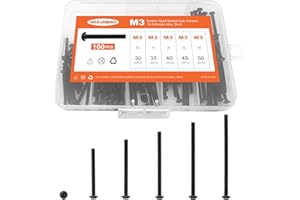 NIULUNBAO M3 x 30mm 35mm 40mm 45mm 50mm Button Head Socket Cap Screws Bolts, 10.9 Grade Alloy Steel, Black Oxide Finish, Metr