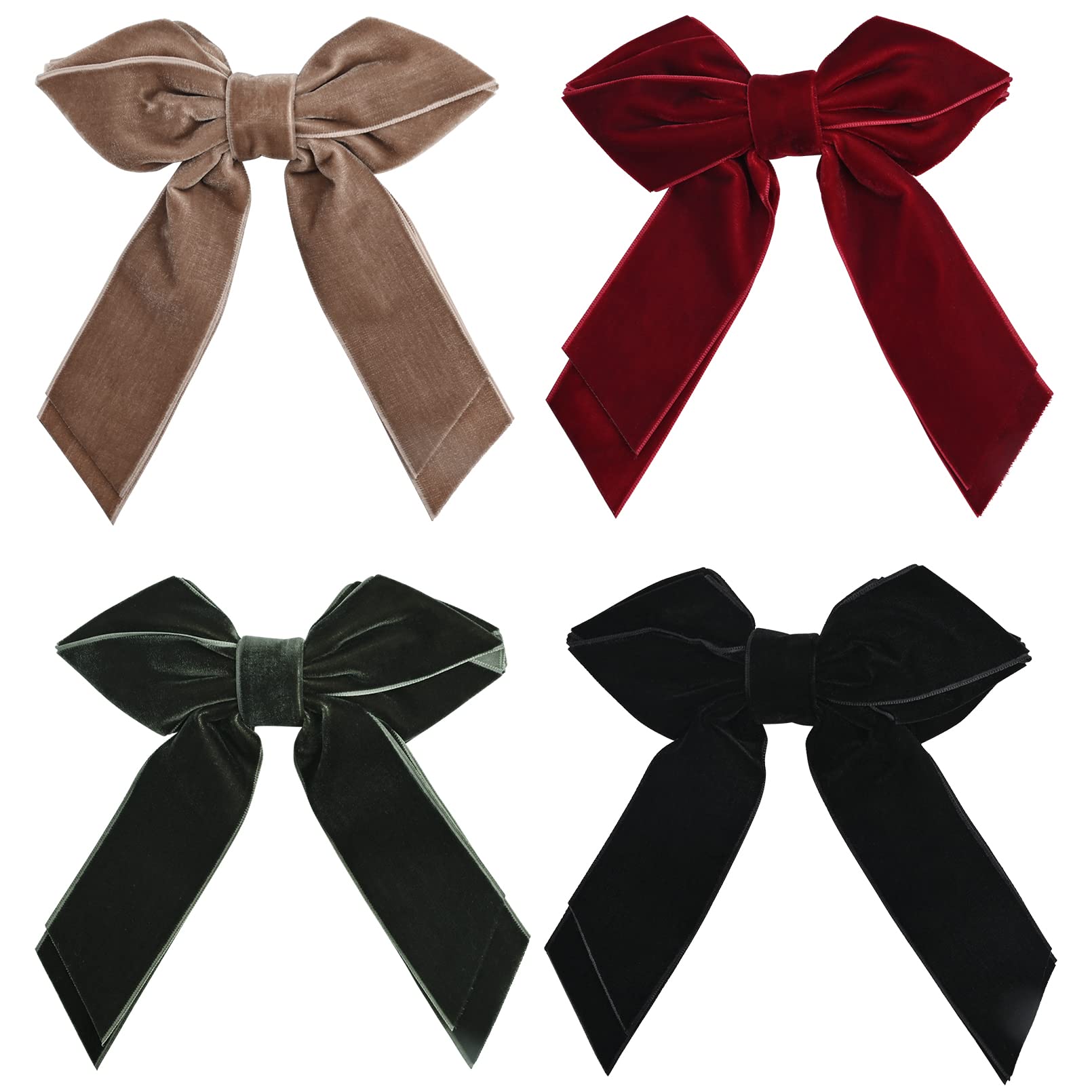 Photo 1 of DEEKA 4 PCS 6" Large Velvet Bows Hair Clips Barrettes Hair Accessories for Women and Girls