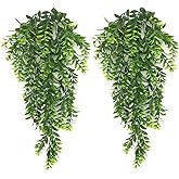 Artificial Hanging Vine, Faux Plastic Leaves Ivy Plants Fake Greenery Plant UV Resistant Vines Decor for Bedroom Indoor Outdoor Home Kitchen Garden Office Wall Wedding Christmas Decoration 2 Pack