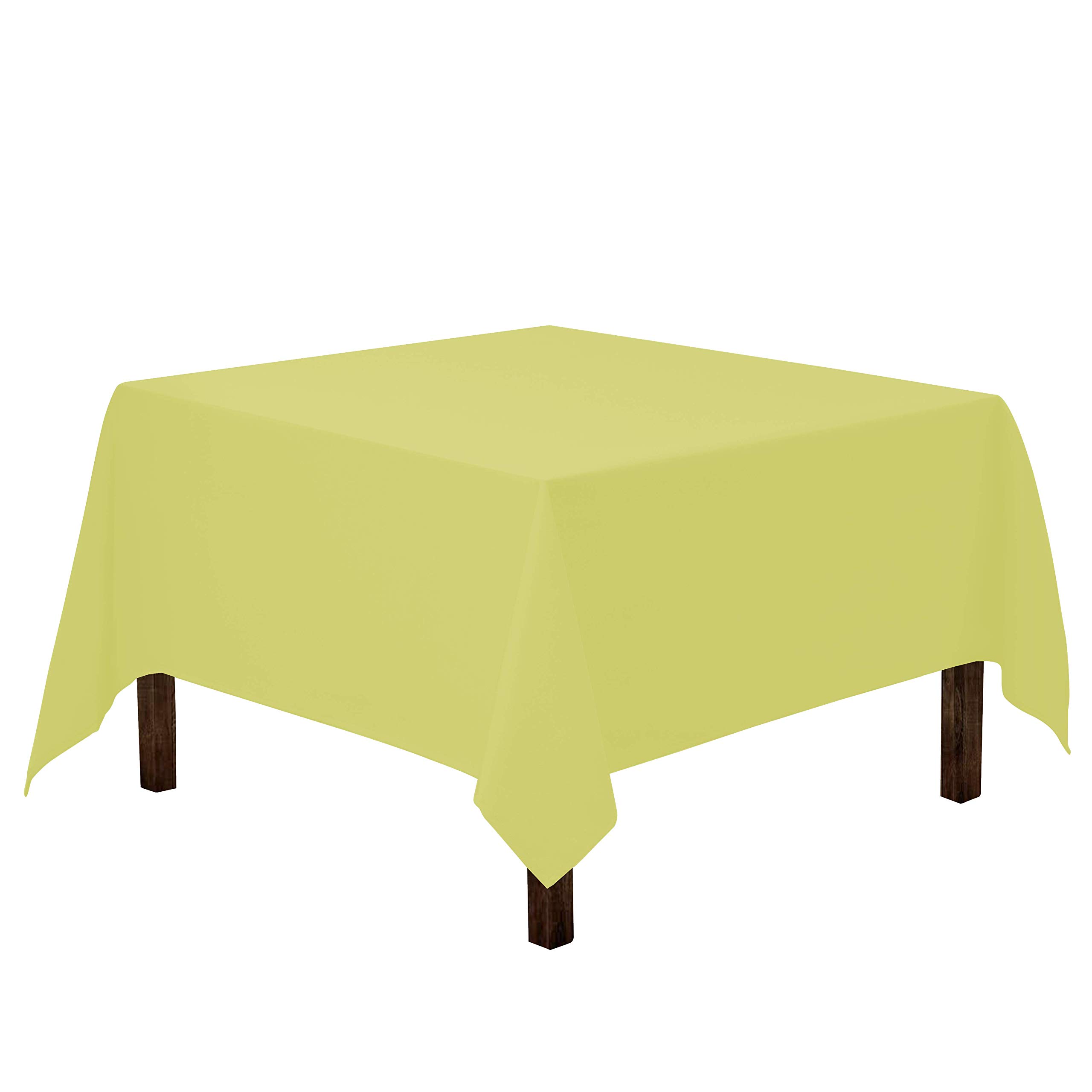 Gee Di Moda Square Tablecloth - 52 x 52 Inch Yellow Table Cloth for Small Square or Round Tables - Heavy Duty Washable Fabric - for Buffet Table, Holiday Party, Dinner, Wedding & Baby Shower