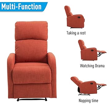 Homcom Linen Fabric Manual Recliner Lounger Chair With Footrest Red