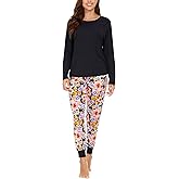 GYS Women's Pajama Sets Bamboo Viscose Long Sleeve Sleepwear with Pants Soft Pjs Lounge Set Ladies Loungewear