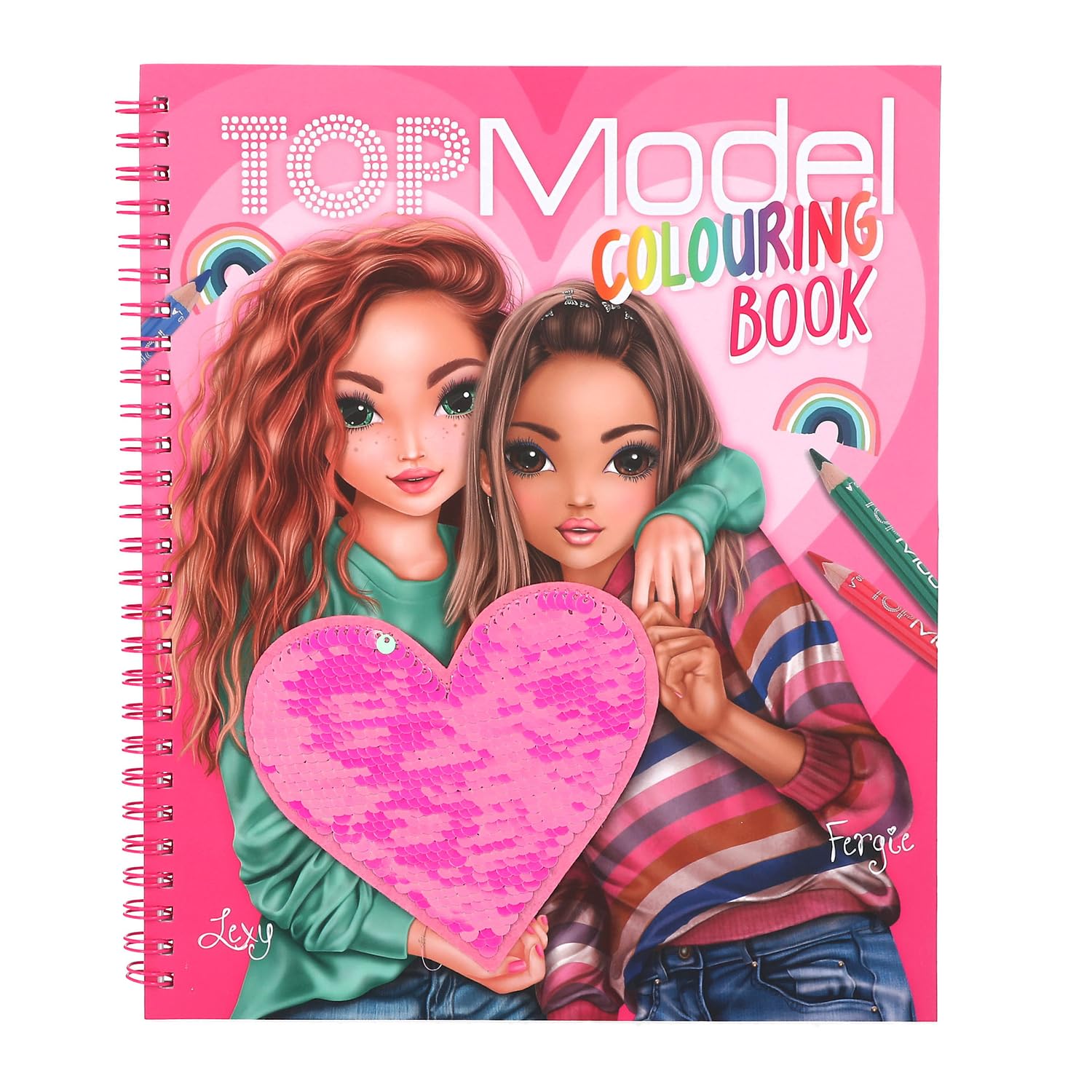 Depesche TOPModel 12977 Colouring Book with Sequin Design, 40 Model Designs for Creative Design, Includes Sticker Sheet