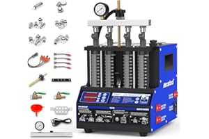 MR CARTOOL V308 Injector Cleaner Machine 4-Cylinder, 110V Injector Cleaner Tester Machine Heated Ultrasonic Fuel System Injection Cleaning Kit for Gasoline Car Motorcycle
