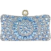 Boutique De FGG Mini Pearl Clasp Crystal Clutch Purses for Women, Evening Bags Wedding Handbag, Party Rhinestone Clutch Bag