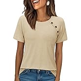 siliteelon Women's Tops Short Sleeve Tunic Blouse Loose Fit Casual Basic T Shirts Summer Outfits