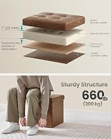 SONGMICS MAZIE Storage Ottoman 38 cm Folding Foot Rest 43 L Brown LSF030K51 view 3