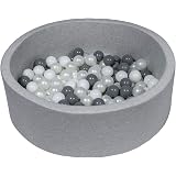 Lot de 3 sacs de 100 balles de jeu ou de piscine diamètre 5,5 cm indéformables - Noir, Gris
