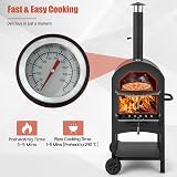 TANGZON Outdoor Pizza Oven Wood Fired with Thermometers and Cover 64x53x162cm view 2