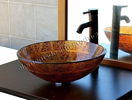 Bathroom Artistic 6681e3 Glass Vessel Vanity Sink With Oil Rubbed