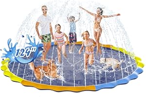 Instraella Splash Pad for Kids and Dogs, 124in Non-Slip Sprinkler Mat 0.5mm Thickened Durable and Foldable Large Pool Summer 