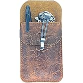 JJNUSA Leather EDC Pocket Slip, Army Knife Sleeve & Pen Holder for Everyday Carry, Camping Accessories