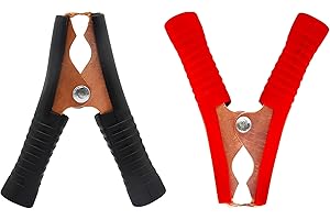 CERRXIAN 2 Piece 90mm Long Battery Alligator Clips, Black Red 100A Insulated Battery Clip Clamp for Car Auto Vehicle