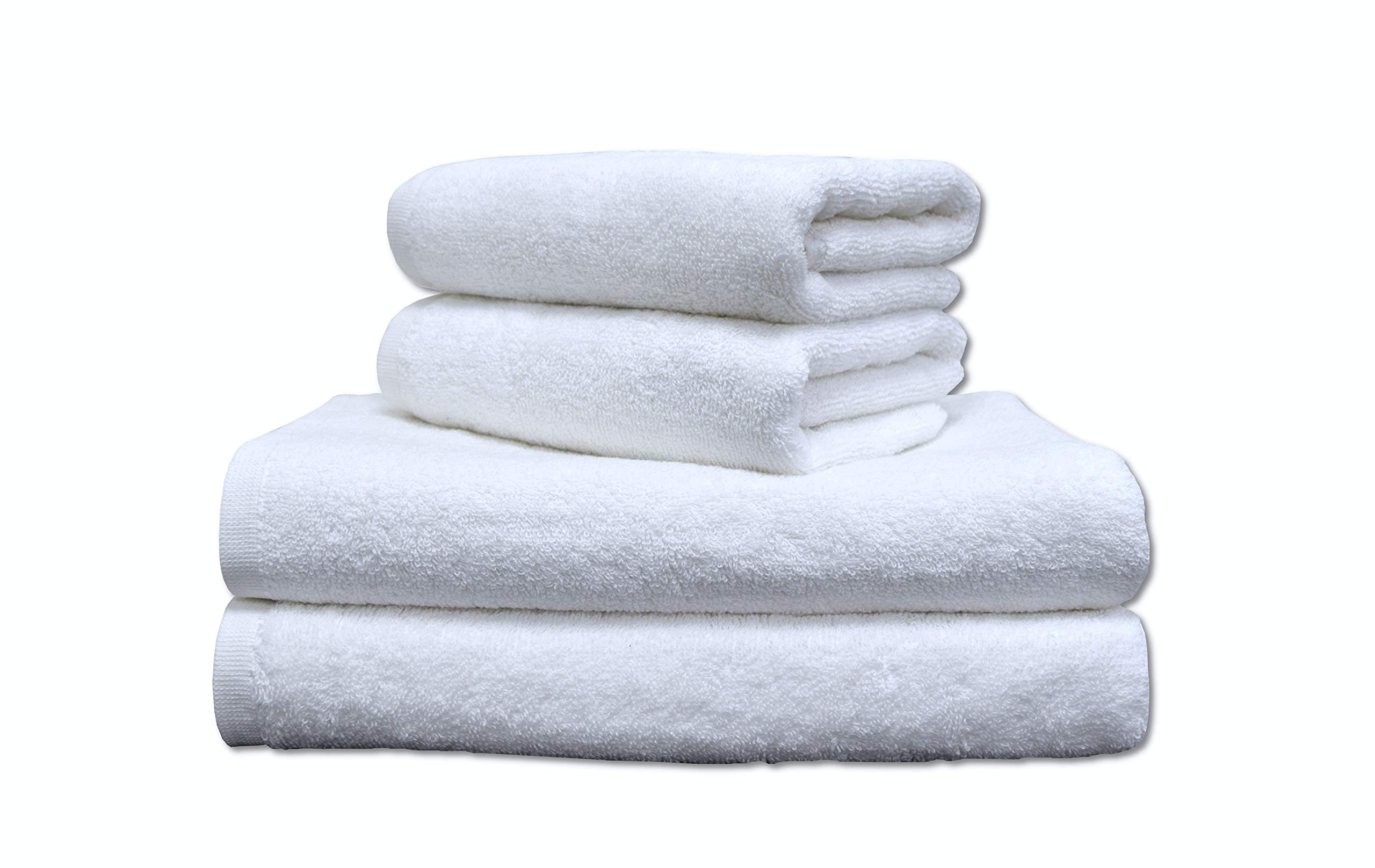 A & B TRADERS Hotel Quality White Towels Set 2 Hand Towels and 2 Bath Towels 100% Organic Cotton