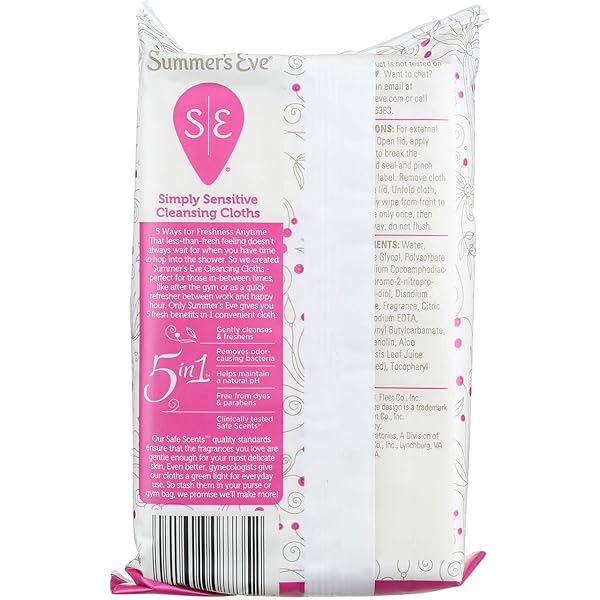 SUMMER’S EVE CLEANSING CLOTHS FOR SENSITIVE SKIN-32 CT