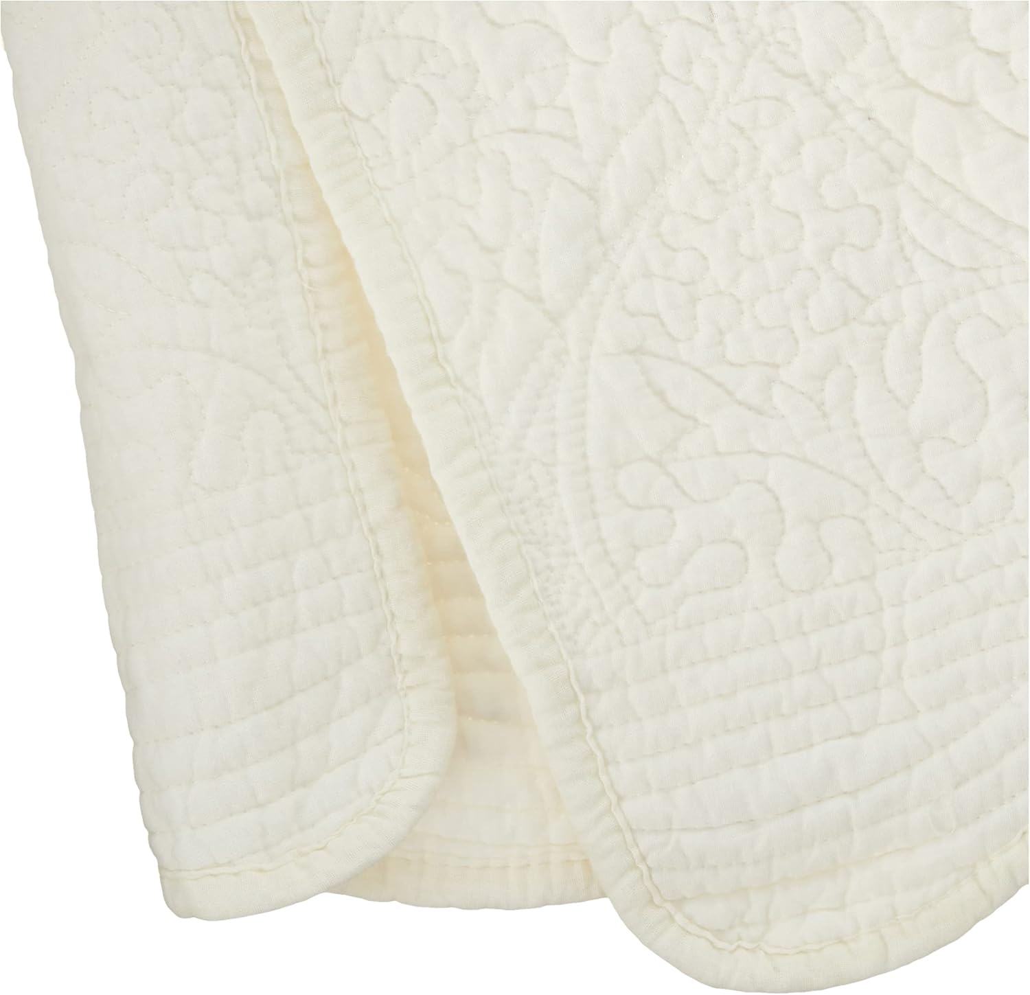 Greenland Home Paisley Quilted Bed Skirt, Ivory, King: Home & Kitchen