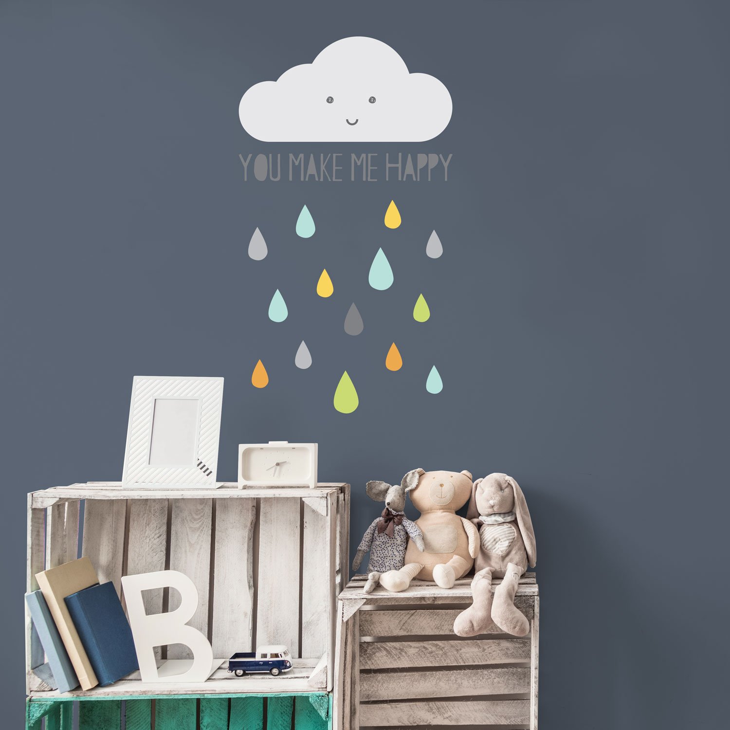Happy Cloud Wall Sticker | Scandinavian Style Inspired Wall Sticker | Nursery Wall Stickers
